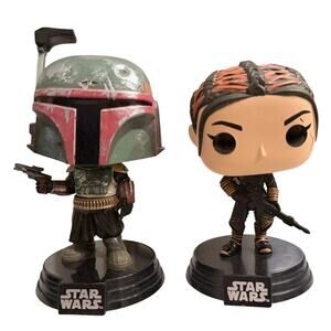 Star Wars Disney Boba Fett Fennec Shand Funko Bobblehead Vinyl Figure Set Lot